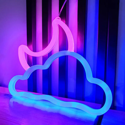 Moon Neon Signs Light,LED Atmosphere Lighting with Base