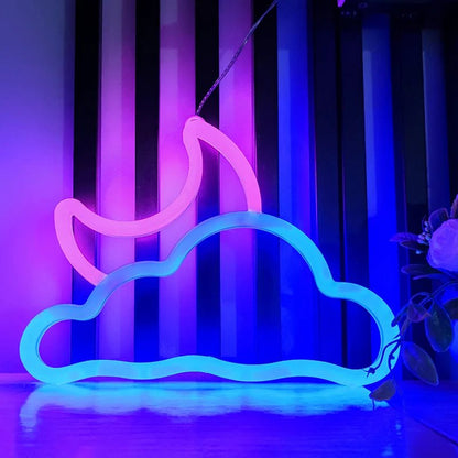 Moon Neon Signs Light,LED Atmosphere Lighting with Base