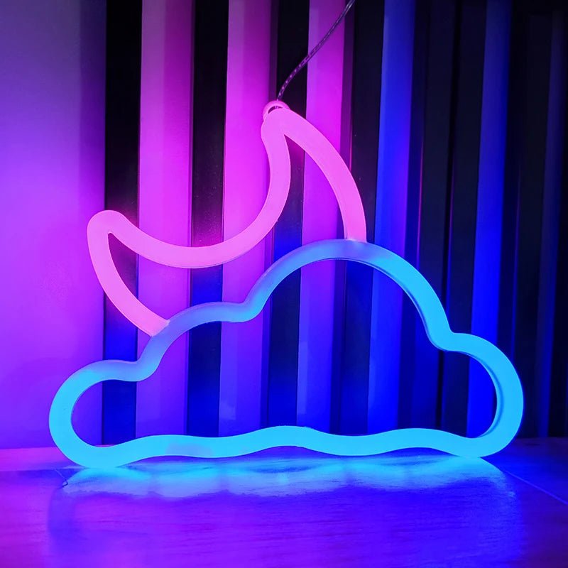 Moon Neon Signs Light,LED Atmosphere Lighting with Base