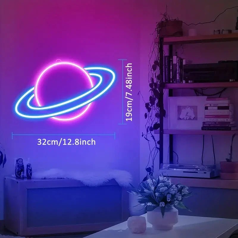 Planet Neon Sign, 10 Levels Brightness LED Neon Lights Signs For Wall Decor