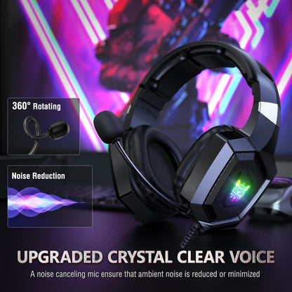 ONIKUMA K8 Gaming Headphones with Mic & RGB Light